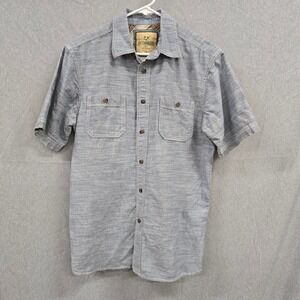Outdoor Life Short Sleeve Button Down Shirt Mens Blue Small Cotton
